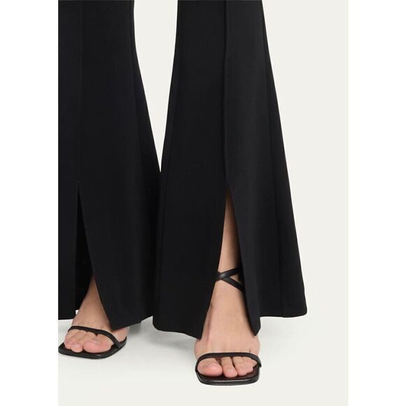 Cinq A Sept Billie Flare Split-Cuff Pants Hook Closure Sz 4 Black Slits - Picture 8 of 8